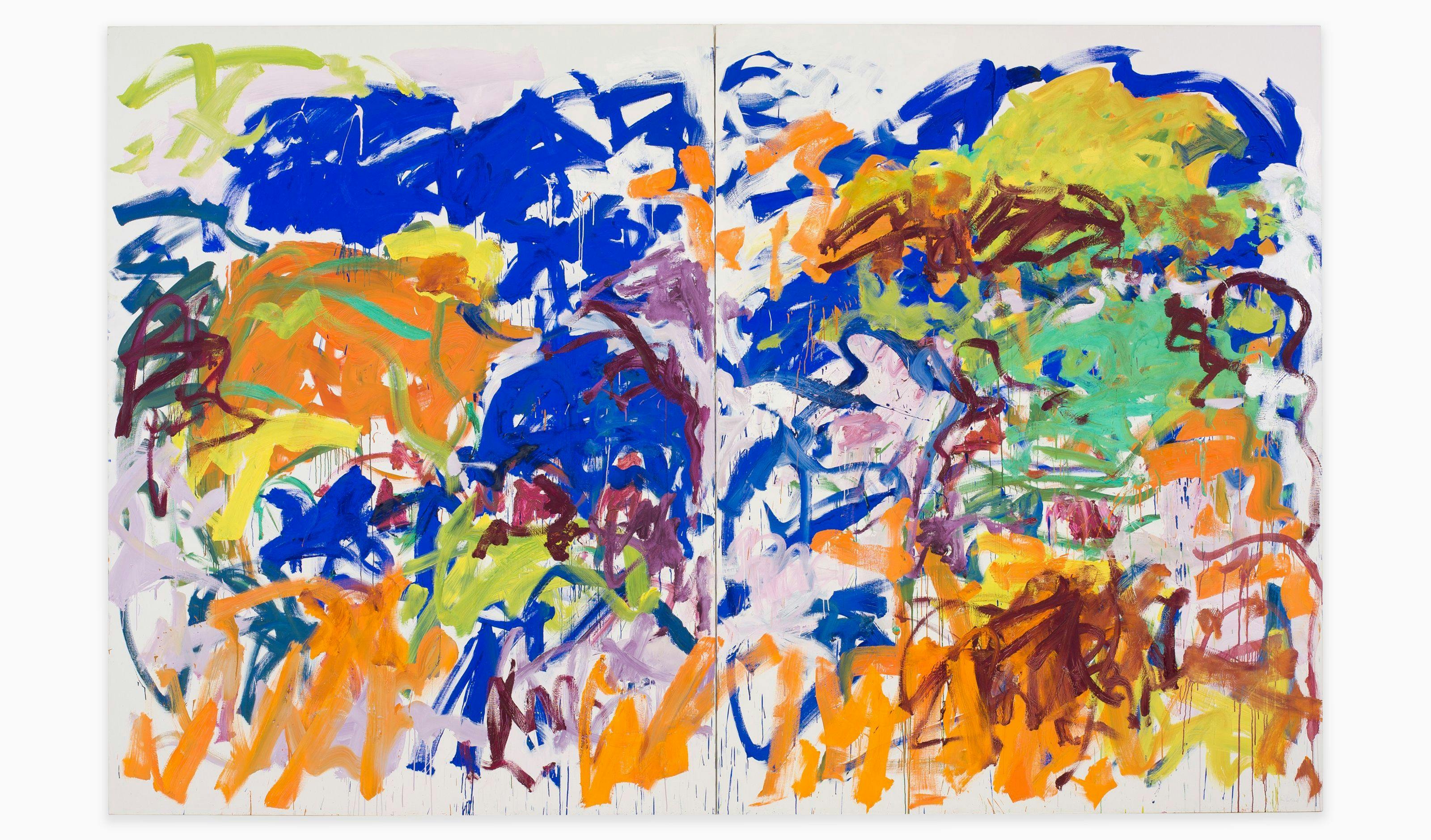 A painting by Joan Mitchell, titled Ici, dated 1992.